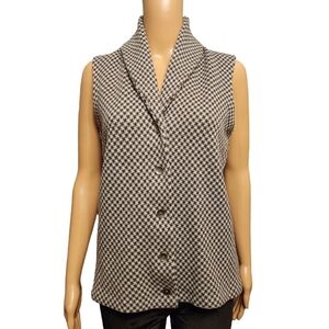 Chaps Gray Houndstooth Button Up Sweater Vest Size S